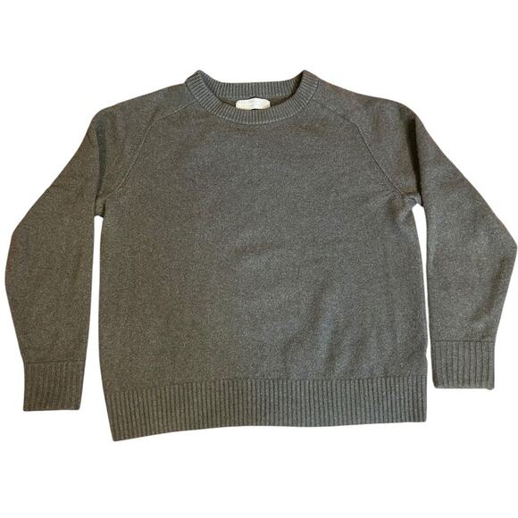 EVERLANE Taupe Cashmere Blend Cropped Crew Neck Pullover Sweater Women's Medium - Picture 1 of 7